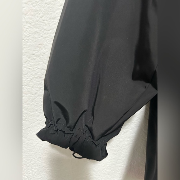 Black Ruffled Hoodie Zip Up Coat /Jacket one size Pea coat - Picture 2 of 6